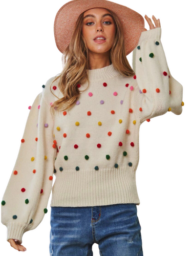 Rainbow Pom Sweater